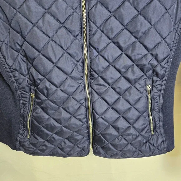 U.S. Polo Assn. Quilted Side Knit Moto Jacket, Evening Blue, Women's Size Medium - Picture 3 of 9